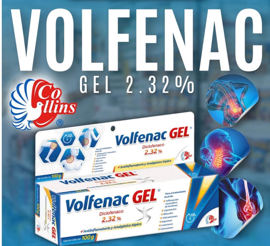 Volfenac Gel Diclofenaco 2.32% by EA-Market, tube of anti-inflammatory gel with applicator for joint and muscle relief.