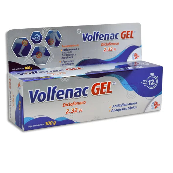 Volfenac Gel Diclofenaco 2.32% by EA-Market, showing the gel tube with packaging and applicator tip on a white background.